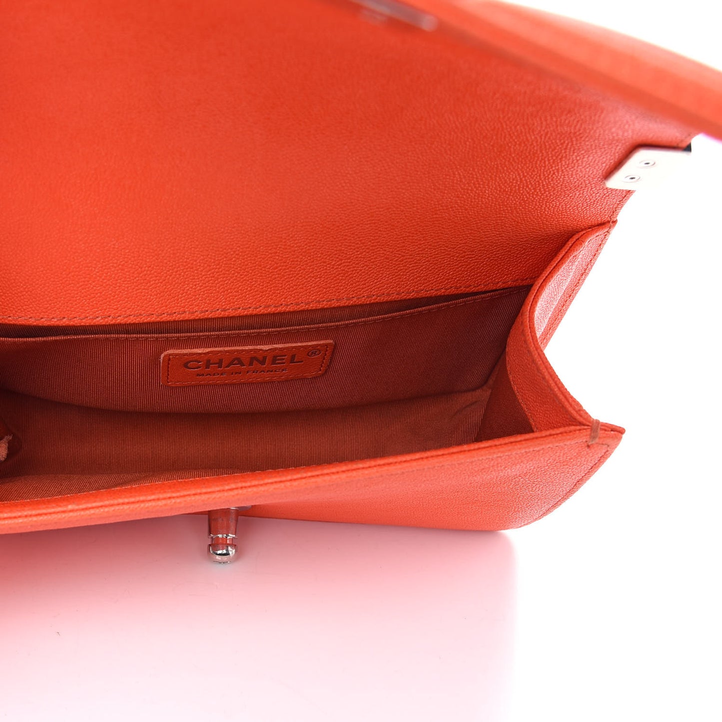 Caviar Quilted Small Boy Flap Orange