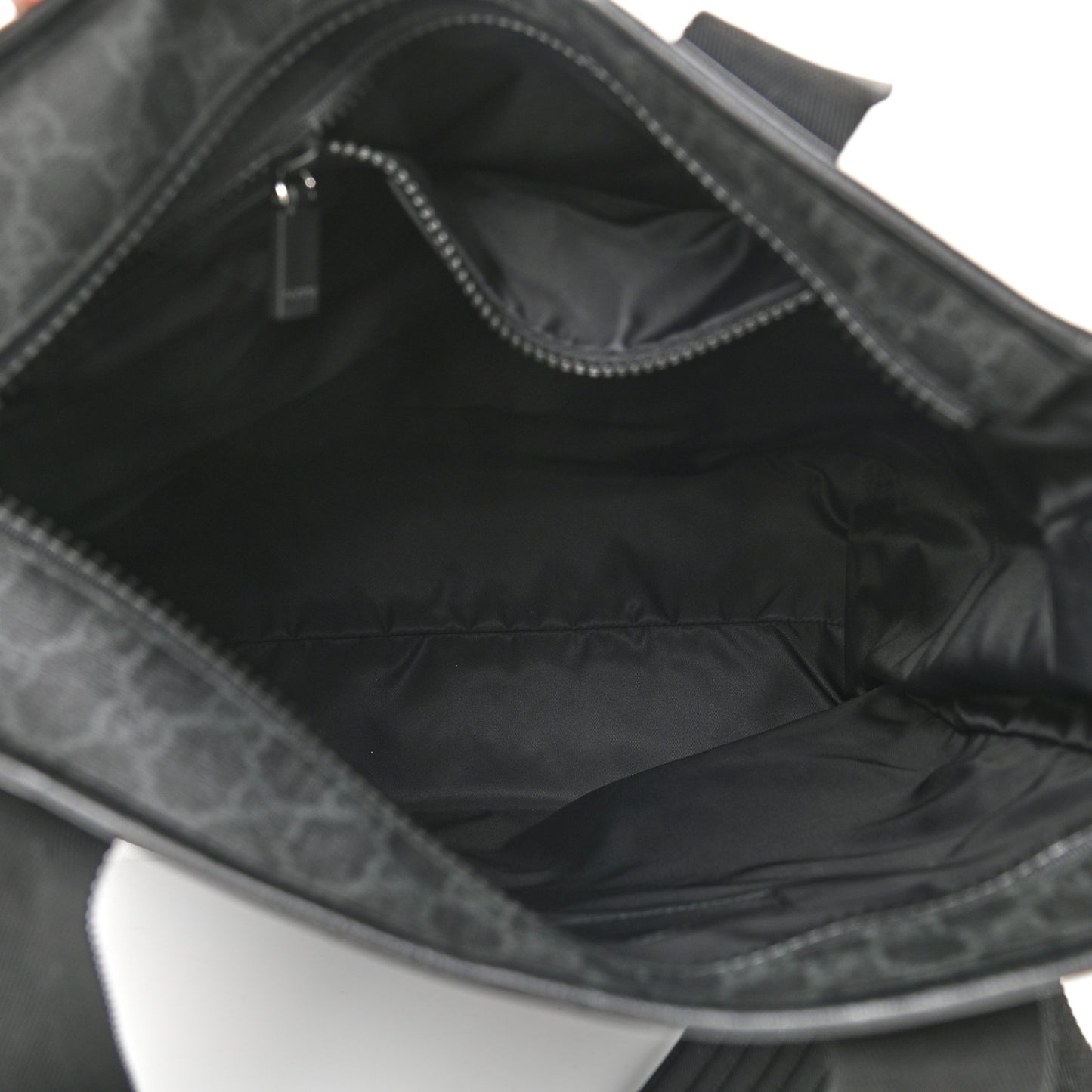 GG Supreme Monogram Web Handle Vertical Tote Black Grey