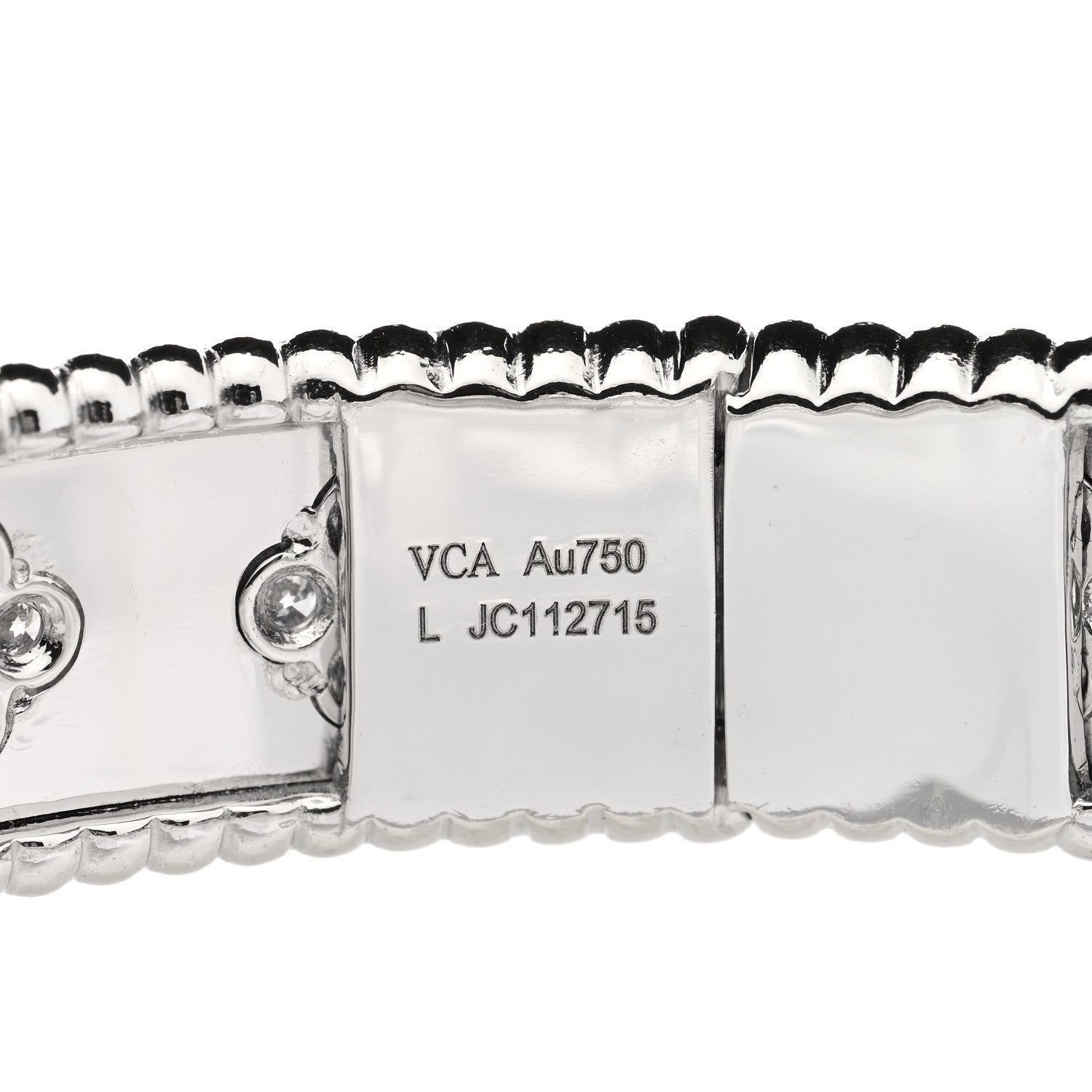 Van Cleef & Arpels 18K White Gold Diamond Perlee Clovers Bangle Bracelet L 3 of 4