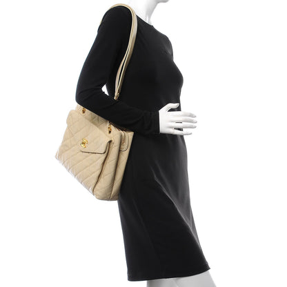 Chanel Caviar Quilted Flap Shoulder Bag Beige Clair 2 of 7