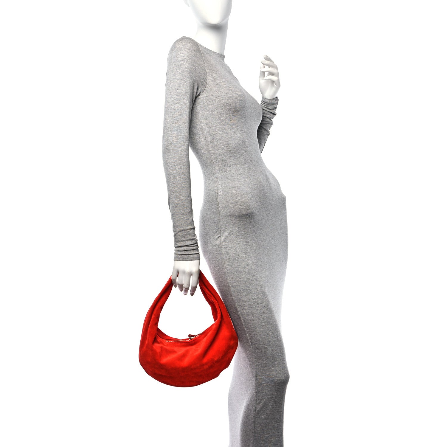 Khaite Suede Calfskin Medium Olivia Hobo Scarlet 2 of 10