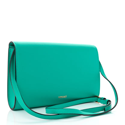 Versace Grained Calfskin La Medusa Crossbody Bag Turquoise 3 of 9