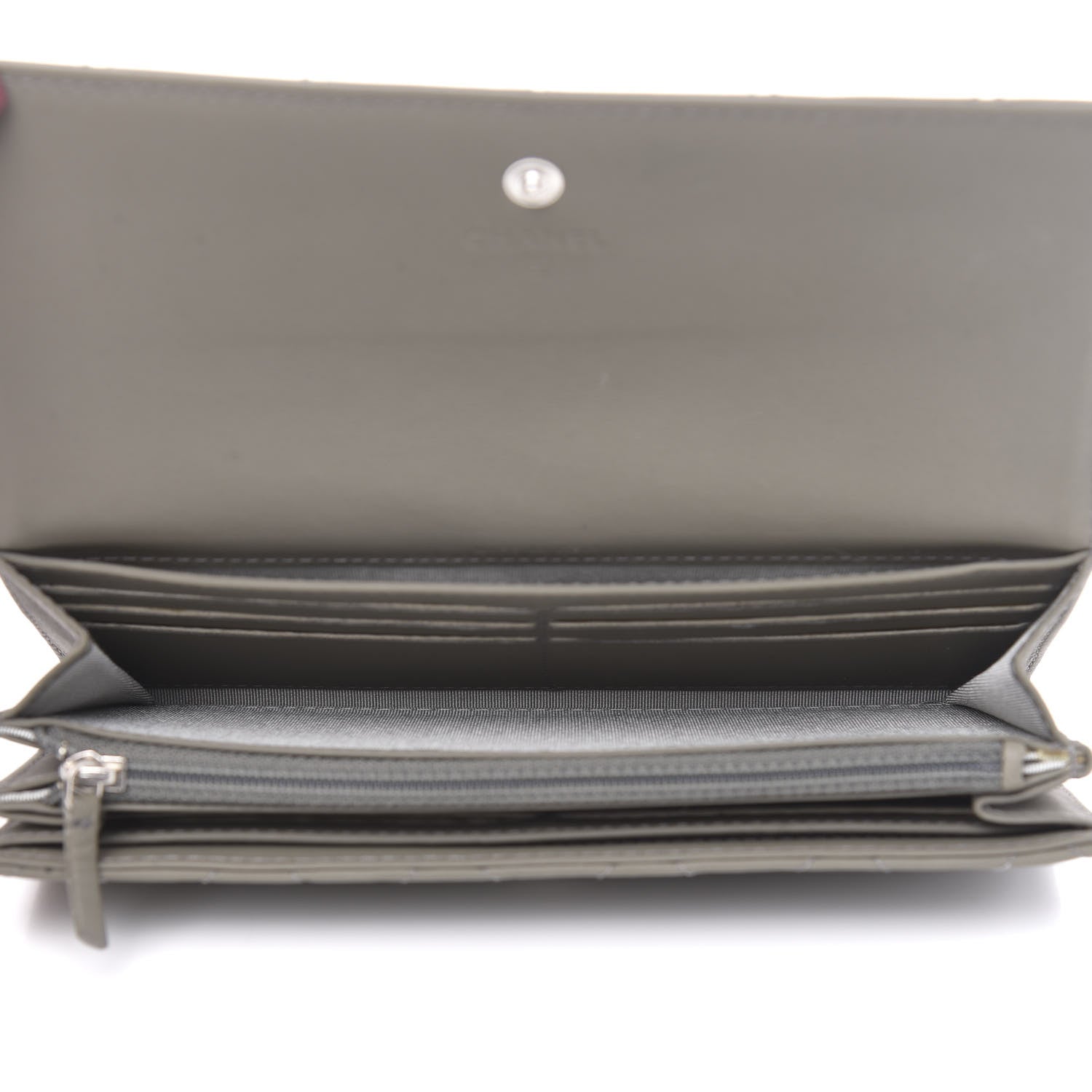 Chanel Calfskin Quilted Large Gusset Flap Wallet Grey 5 of 12