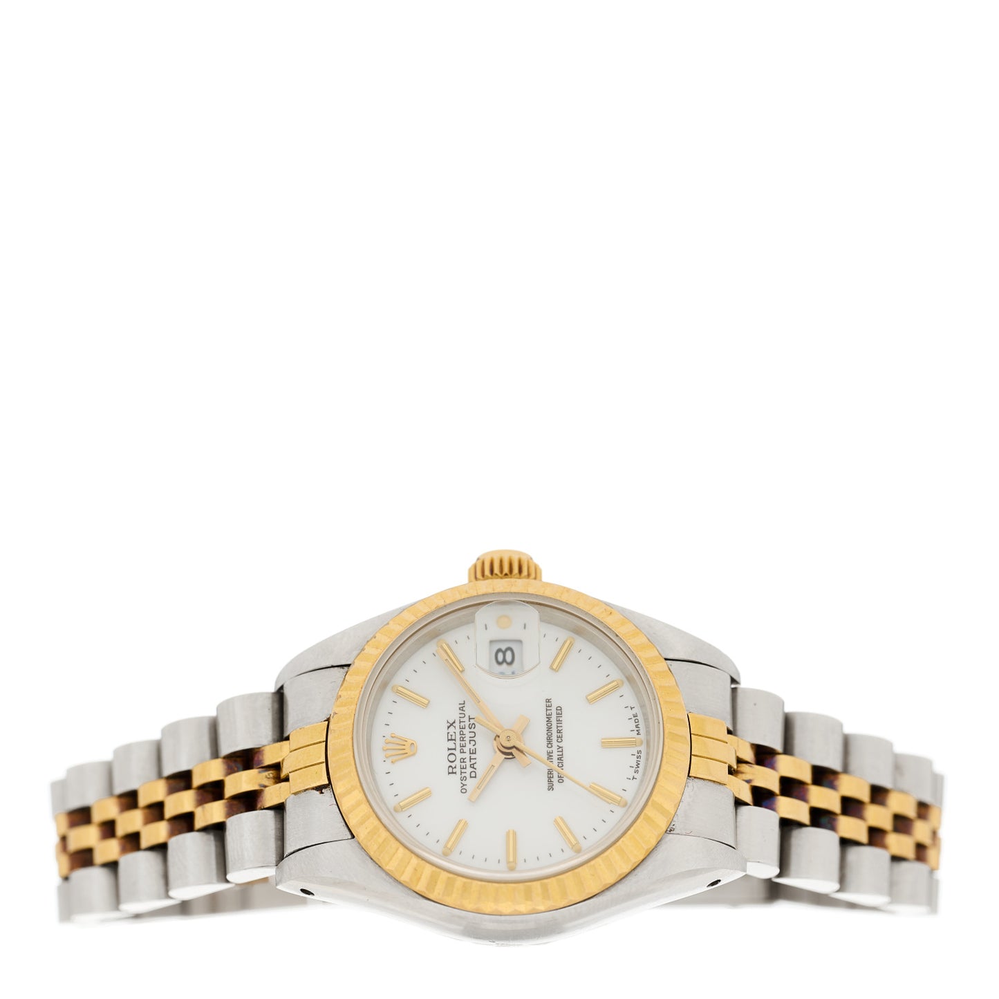 Stainless Steel 18K Yellow Gold 26mm Oyster Perpetual Datejust Watch White 69173
