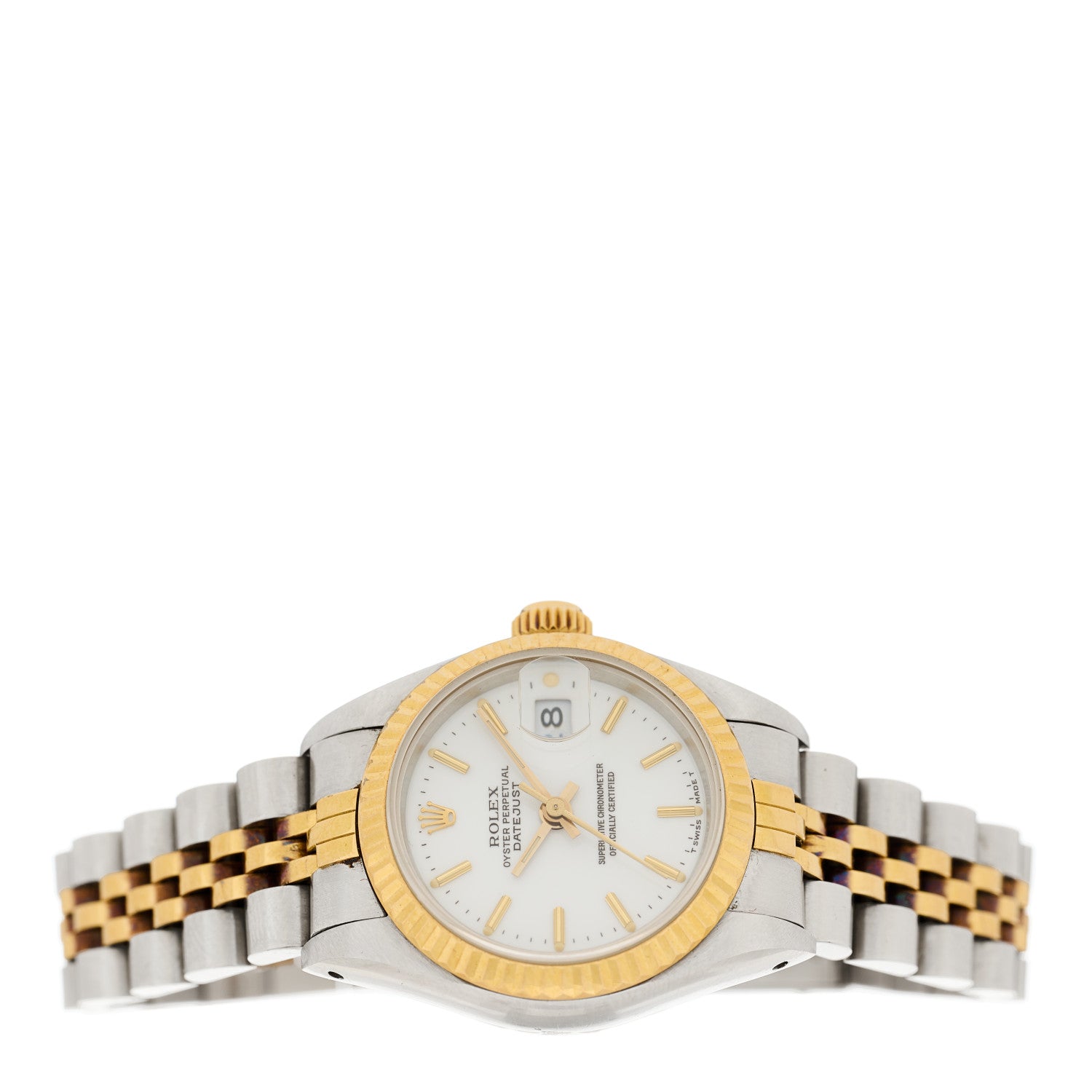 Rolex Stainless Steel 18K Yellow Gold 26mm Oyster Perpetual Datejust Watch White 69173 2 of 5