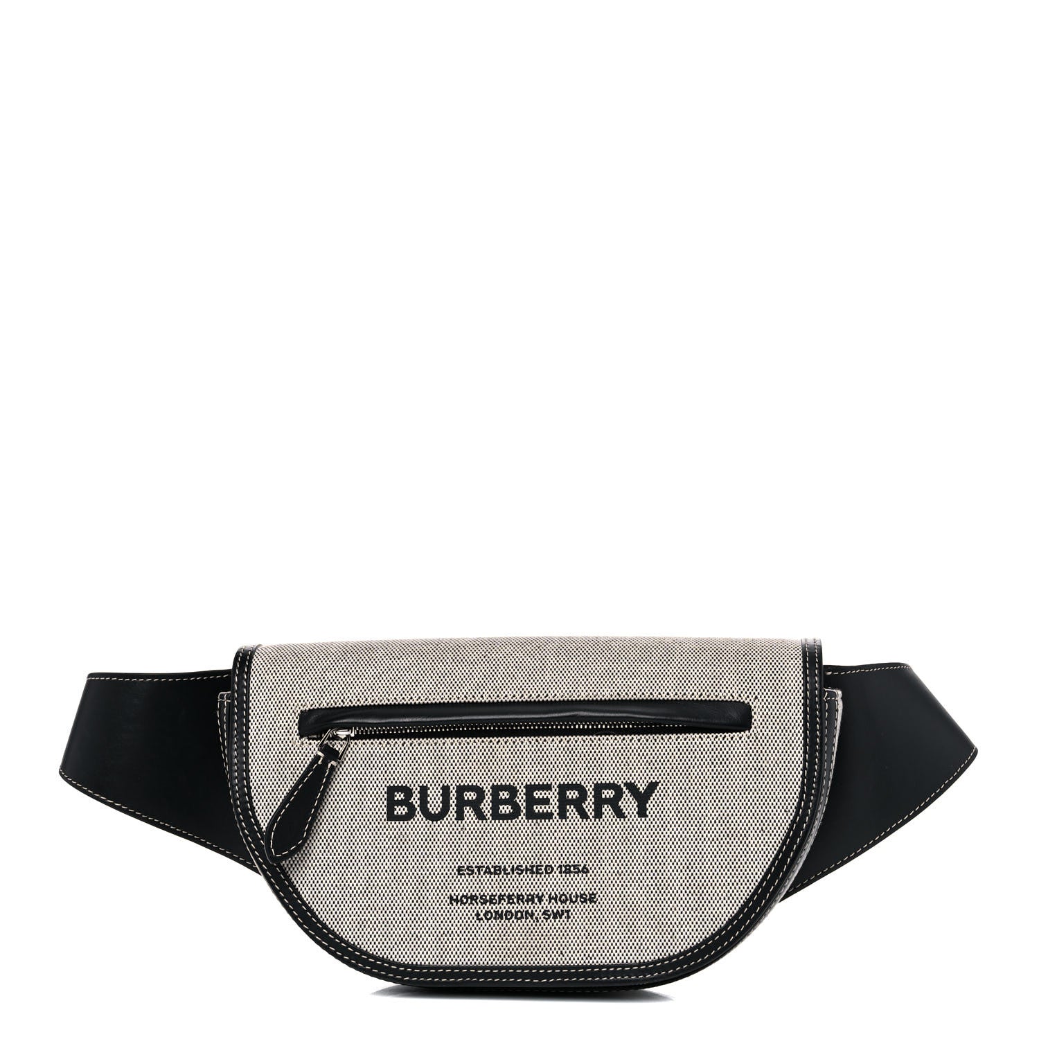 Burberry Canvas Horseferry Print Small Olympia Bum Bag Black Grey 1 of 14