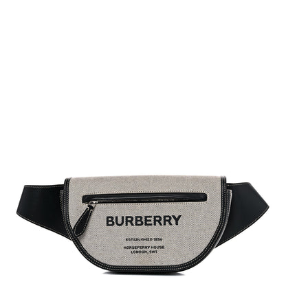 Burberry Canvas Horseferry Print Small Olympia Bum Bag Black Grey 1 of 14