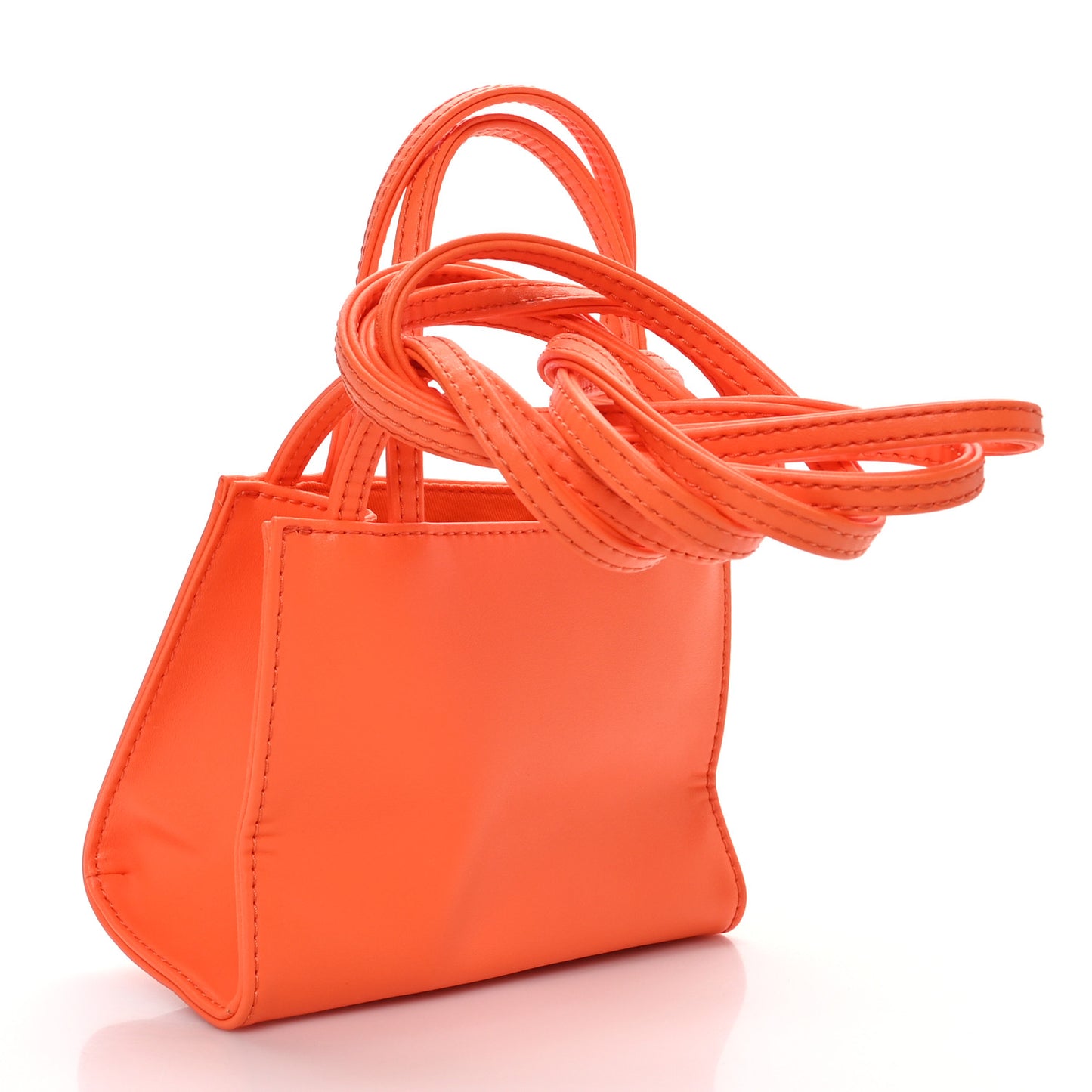 Vegan Leather Small Shopping Bag Orange