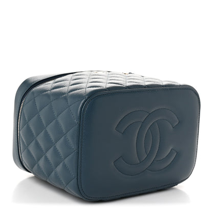 Chanel Caviar Quilted Large Vanity Pouch Blue 5 of 12