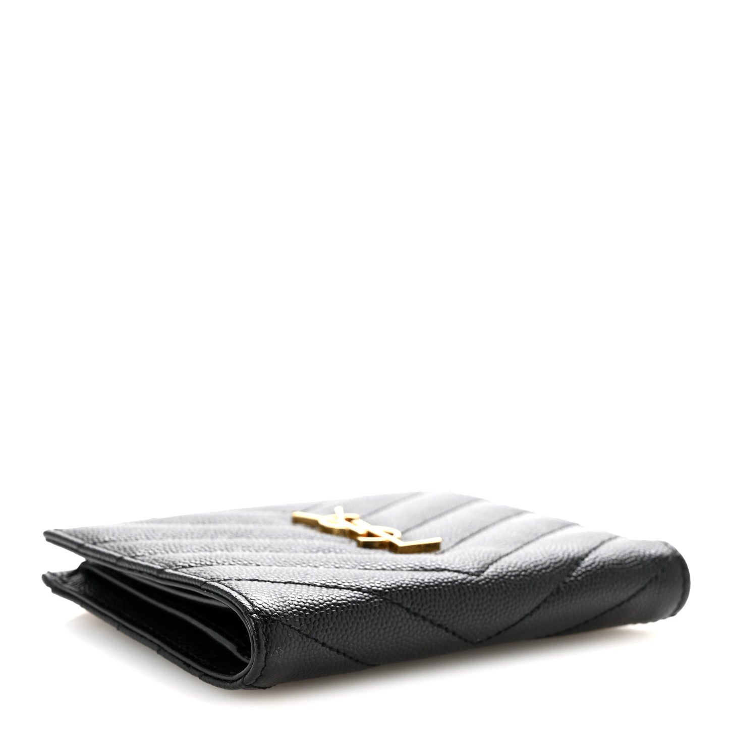 Grain De Poudre Matelasse Chevron Monogram Zipped Two-Part Wallet Black