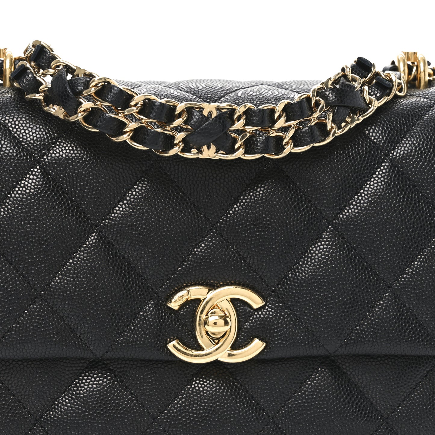Caviar Quilted Mini Coco First Flap Black