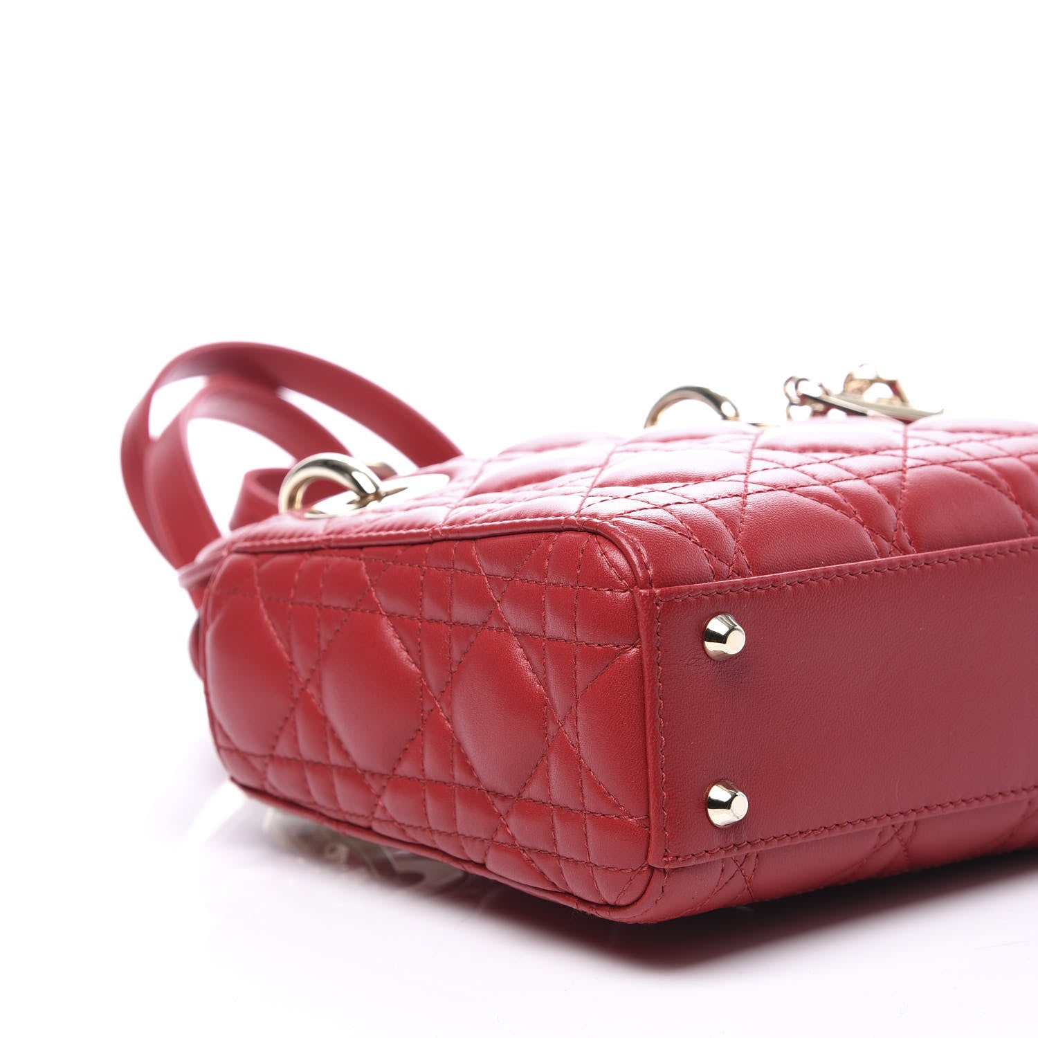Christian Dior Lambskin Cannage Mini Lady Dior Red 5 of 9