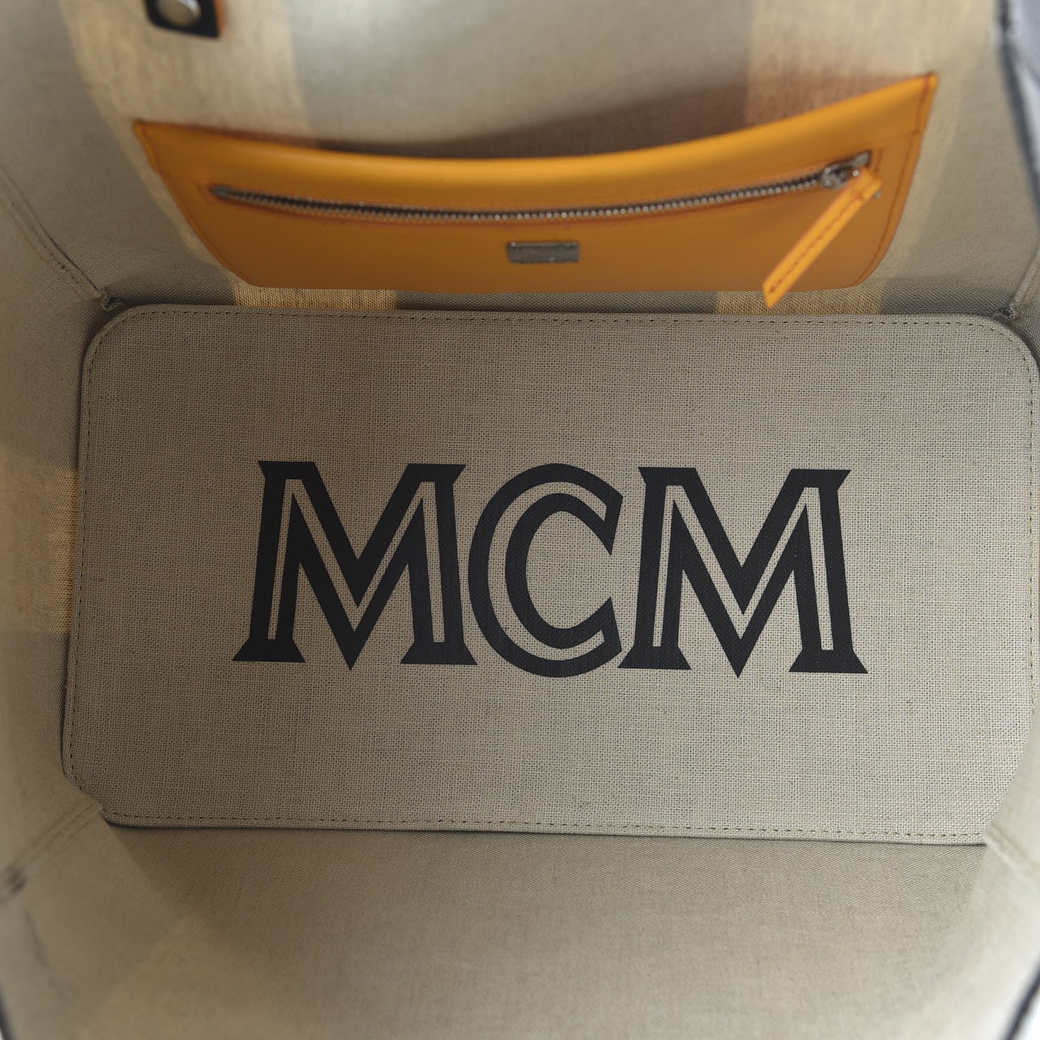MCM Canvas Stripe Ilse East West Shopper Tote Black White 5 of 9