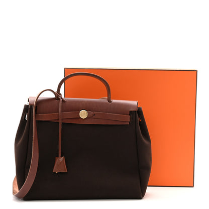 Hermes Toile Vache Calfskin Herbag 30 PM Havane 14 of 14