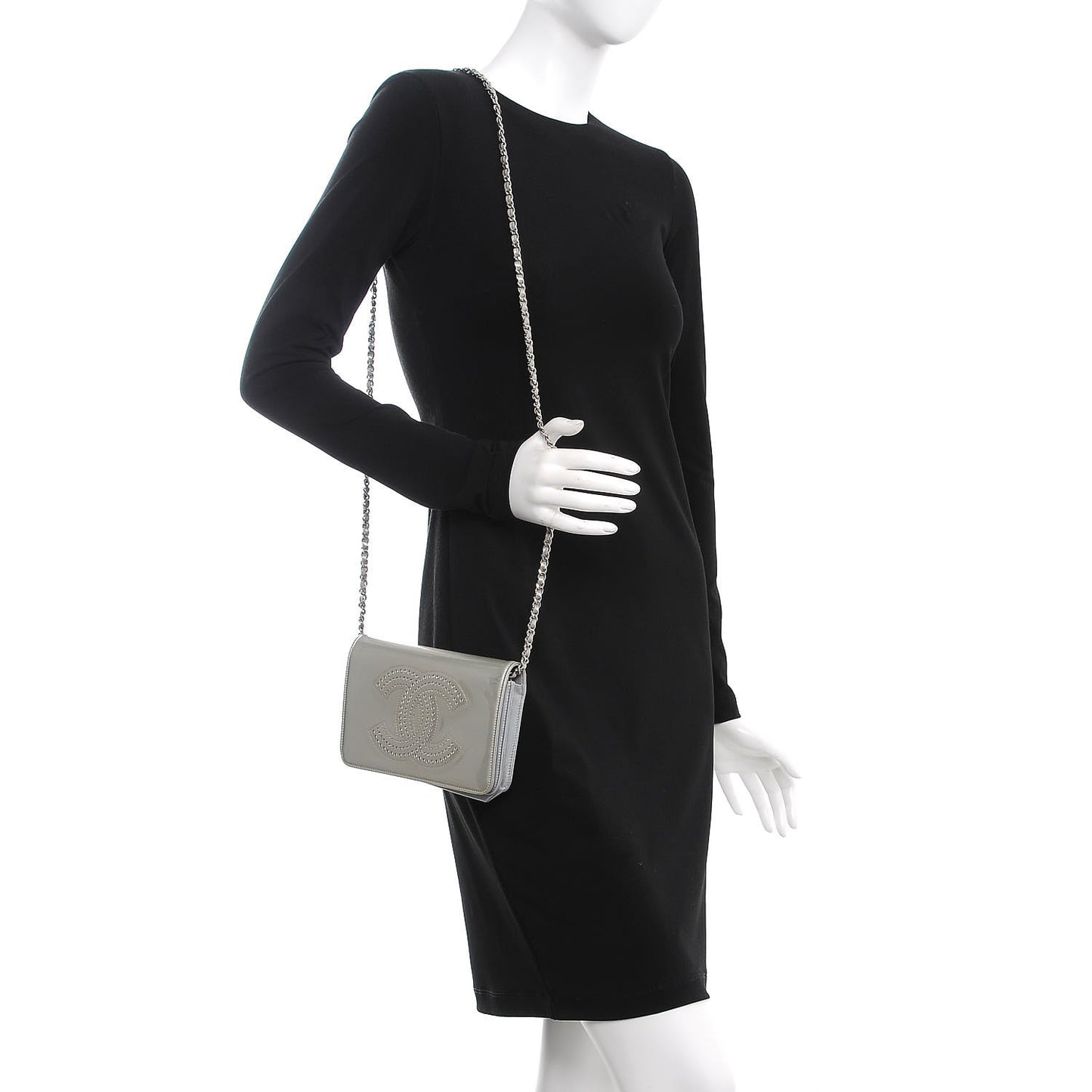 Patent Strass Wallet On Chain WOC Silver