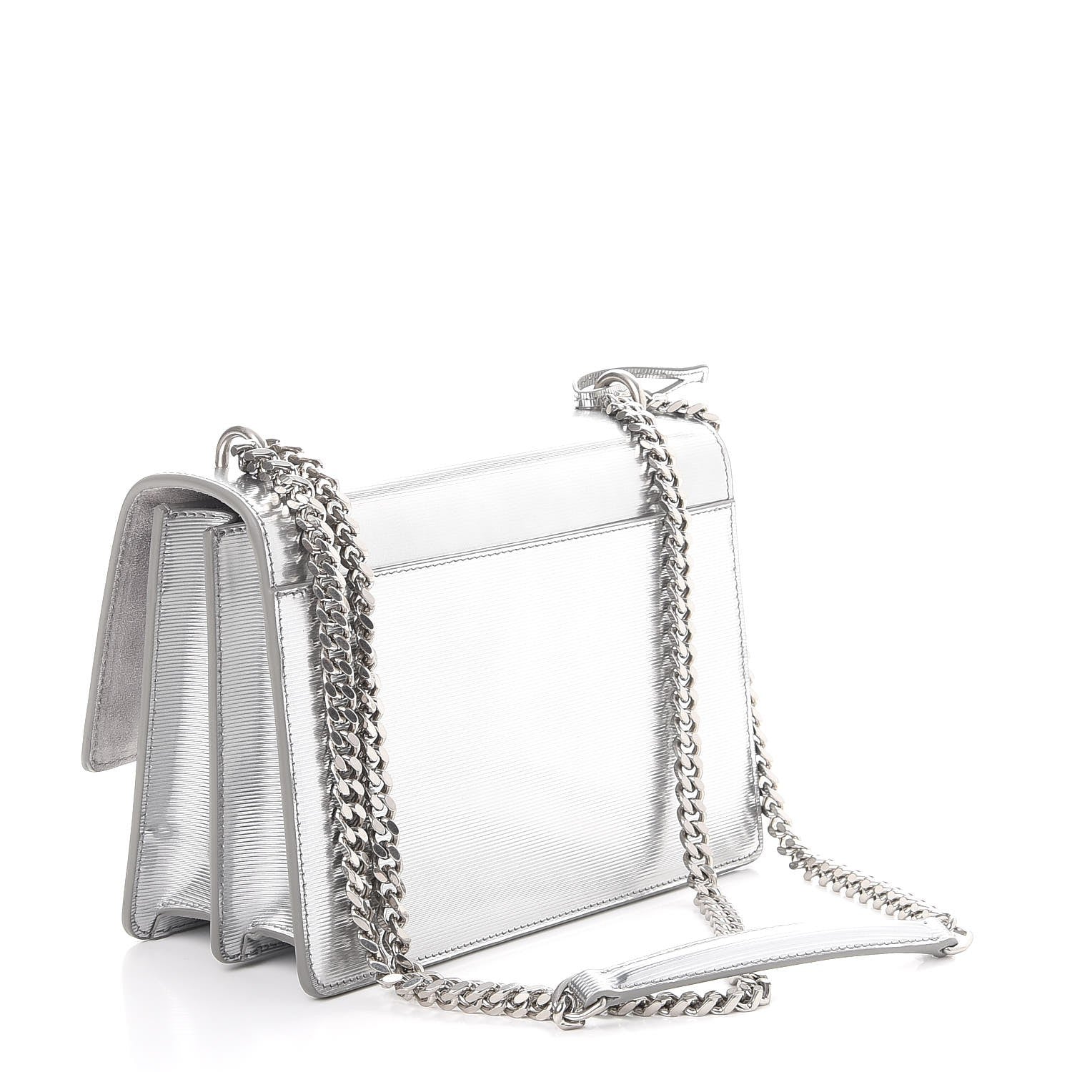 Saint Laurent Specchio Calfskin Striped Medium Monogram Sunset Dark Silver 1 of 7