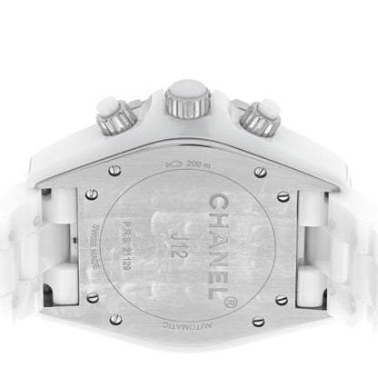 Chanel Stainless Steel Ceramic Diamond 41mm J12 Chronograph Automatic Watch White 4 of 4
