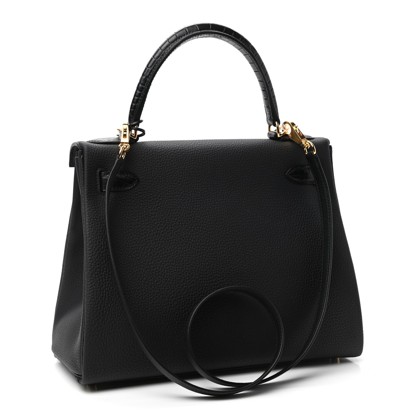 Togo Matte Porosus Crocodile Kelly Retourne Touch 28 Black