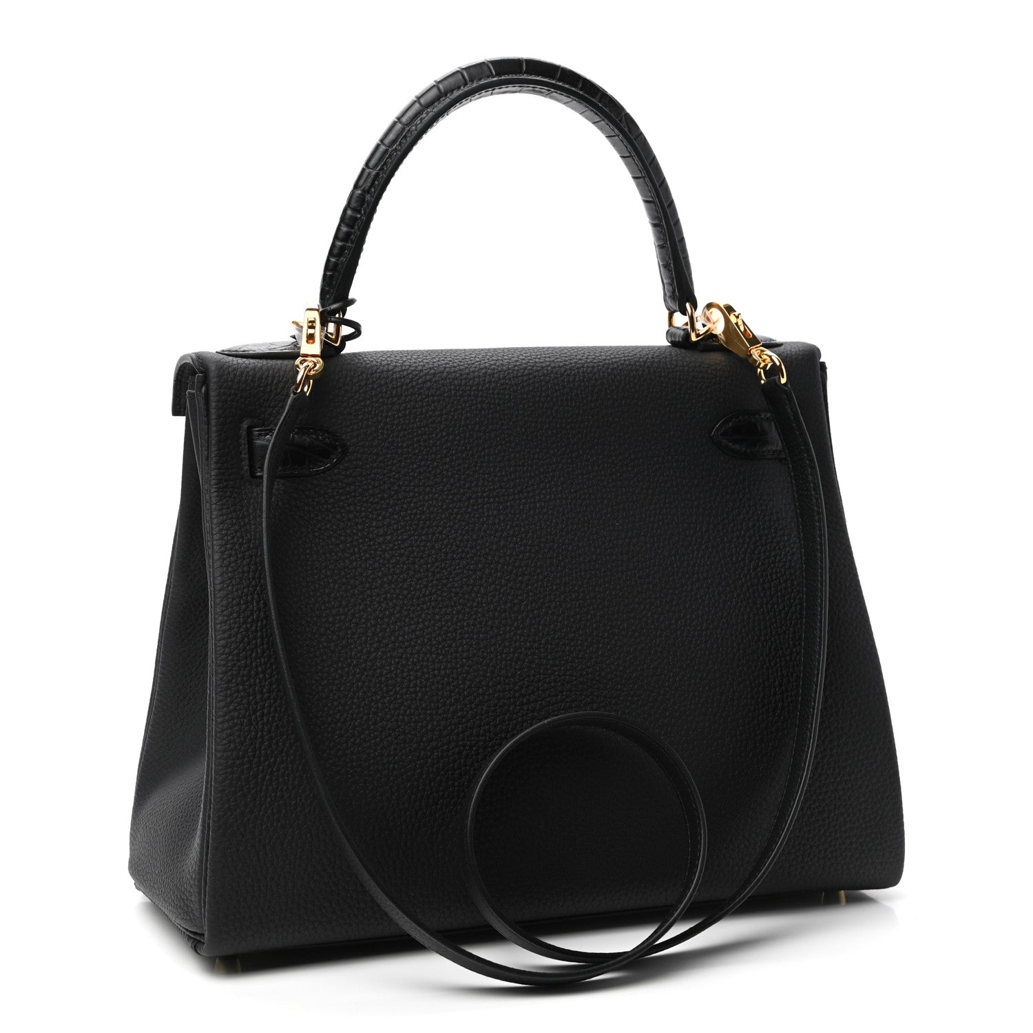Hermes Togo Matte Porosus Crocodile Kelly Retourne Touch 28 Black 3 of 10