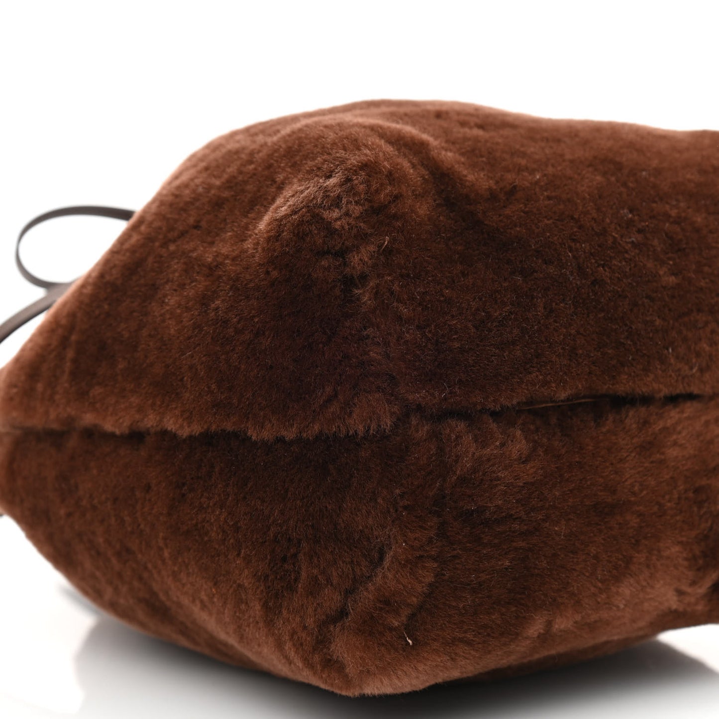 Shearling Mini Bucket Bag Camel