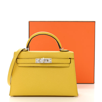 Hermes Chevre Mysore Verso Mini Kelly Sellier 20 Jaune De Naples Nata 14 of 14