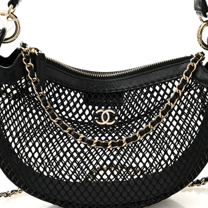 Chanel Mesh Shiny Lambskin Chain Hobo Black 9 of 12