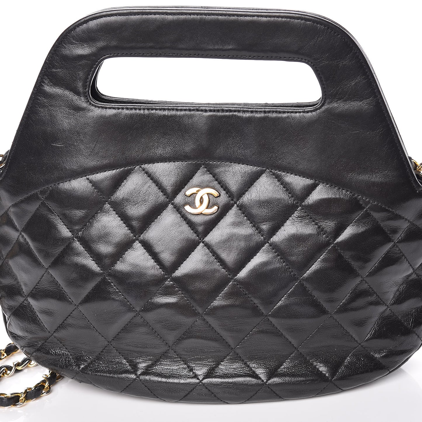 Lambskin Quilted CC Shoulder Bag Black