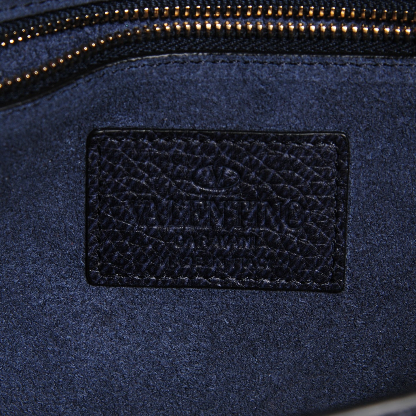 Pebbled Calfskin Small Glam Lock Rockstud Flap Deep Denim