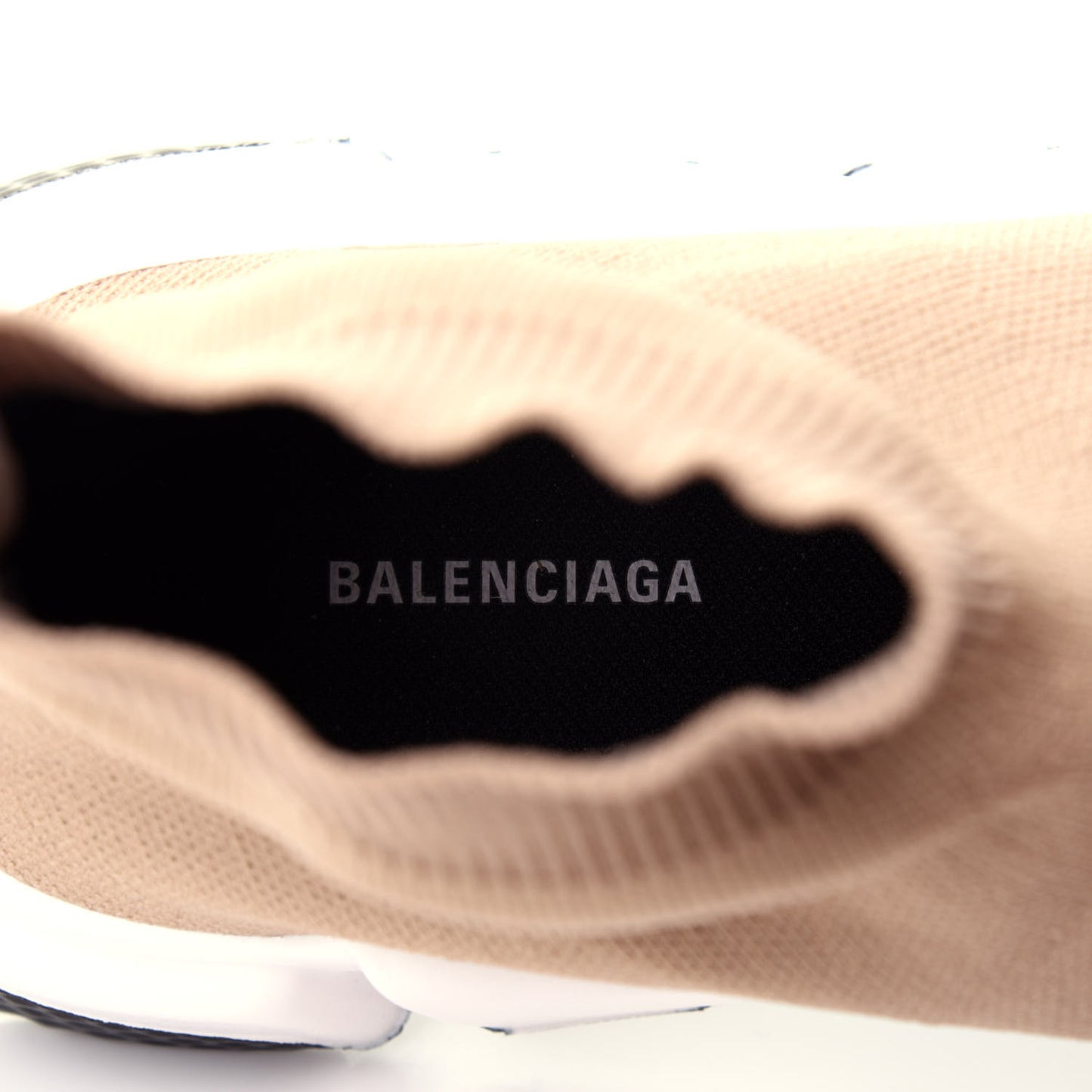 Neoprene Knit Bi-Color Sole Womens Speed Sneakers 38 Beige White Black