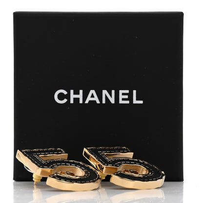 Chanel Metal CC No 5 Earrings  Gold Black 5 of 5