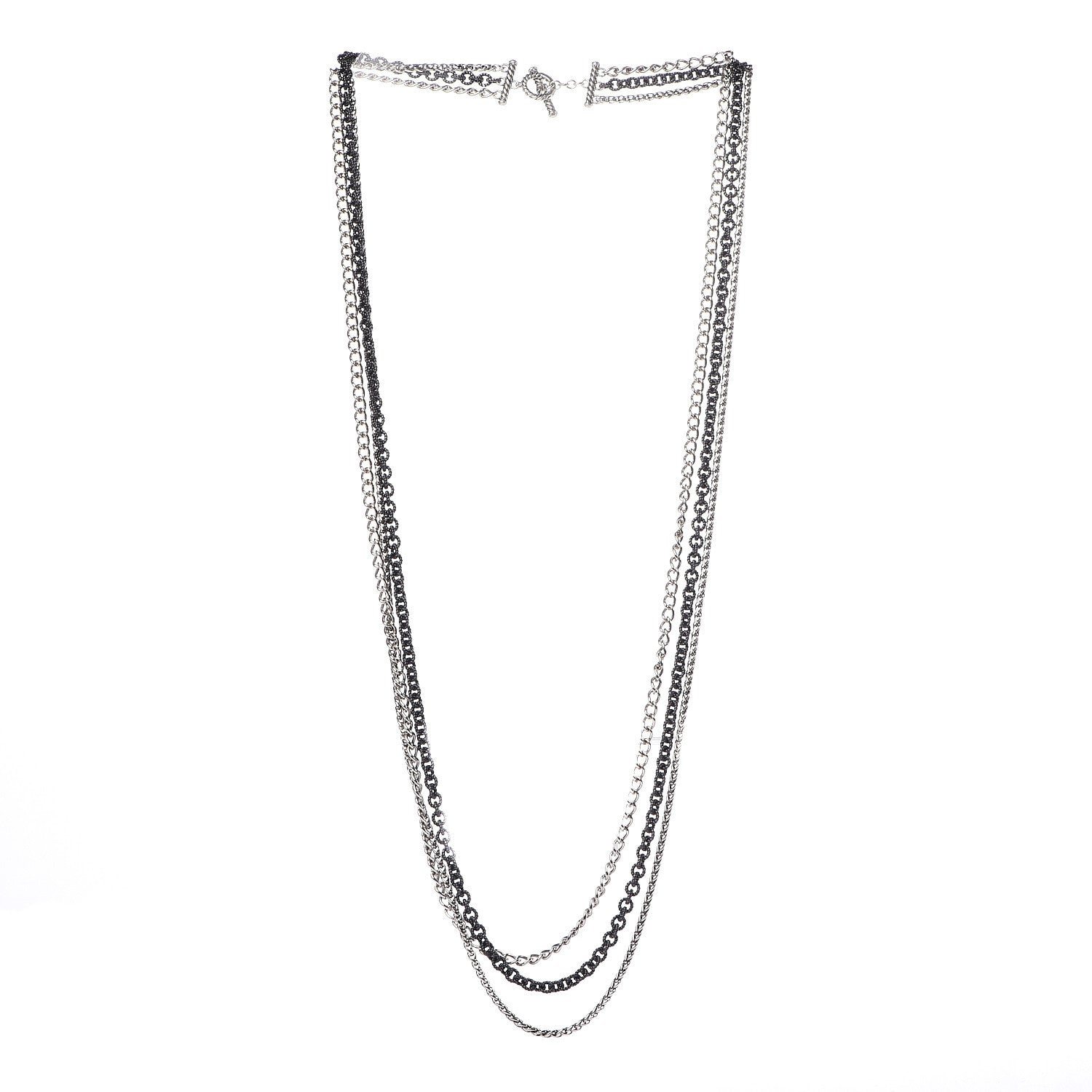 David Yurman Darkened Sterling Silver Chain Three Strand Necklace 3 of 5