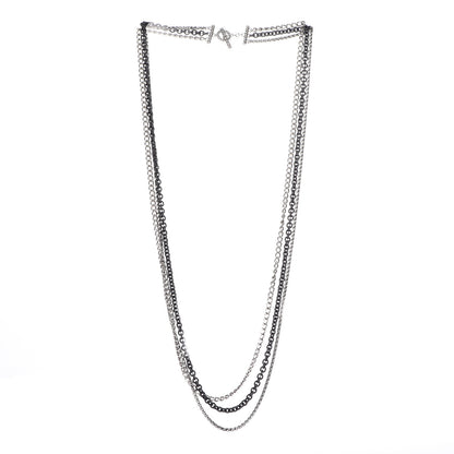 David Yurman Darkened Sterling Silver Chain Three Strand Necklace 3 of 5