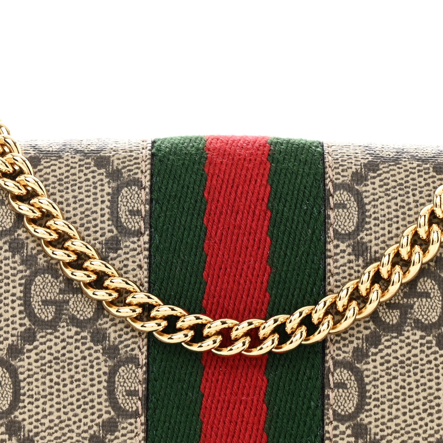 GG Supreme Monogram Web Ophidia Wallet On Chain Brown