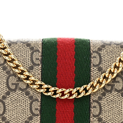 Gucci GG Supreme Monogram Web Ophidia Wallet On Chain Brown 9 of 11
