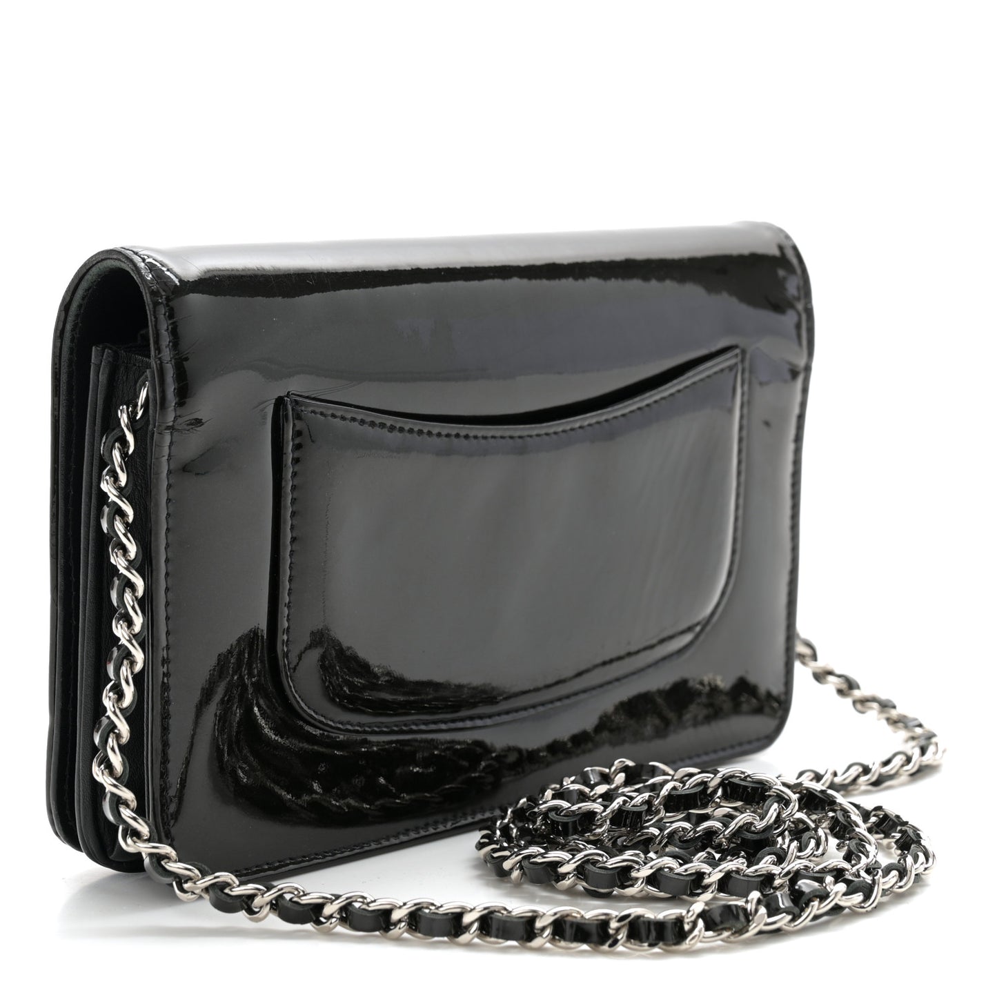 Patent Strass Wallet On Chain WOC Black
