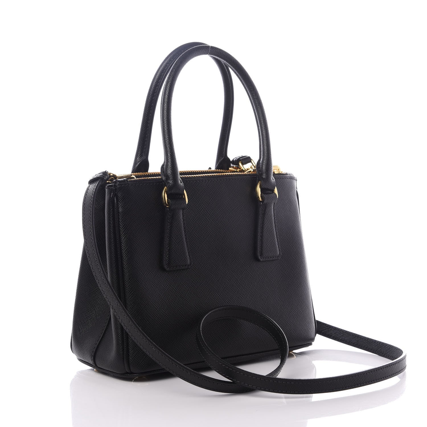 Prada Saffiano Lux Mini Galleria Double Zip Tote Black 2 of 8