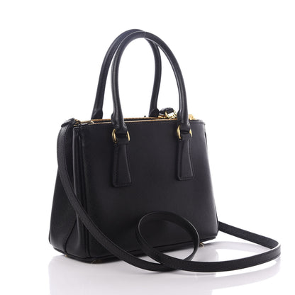 Prada Saffiano Lux Mini Galleria Double Zip Tote Black 2 of 8