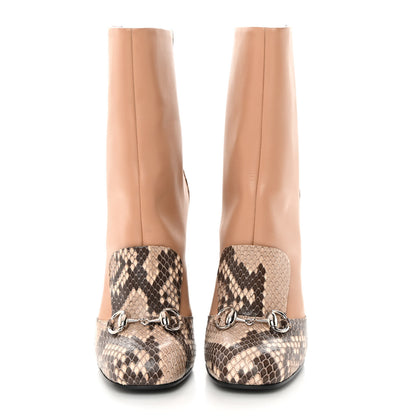 Gucci Acquarello Lux Snakeskin Twiggy Calfskin Lillian Horsebit Boot 36.5 Taffy Camelia 2 of 13