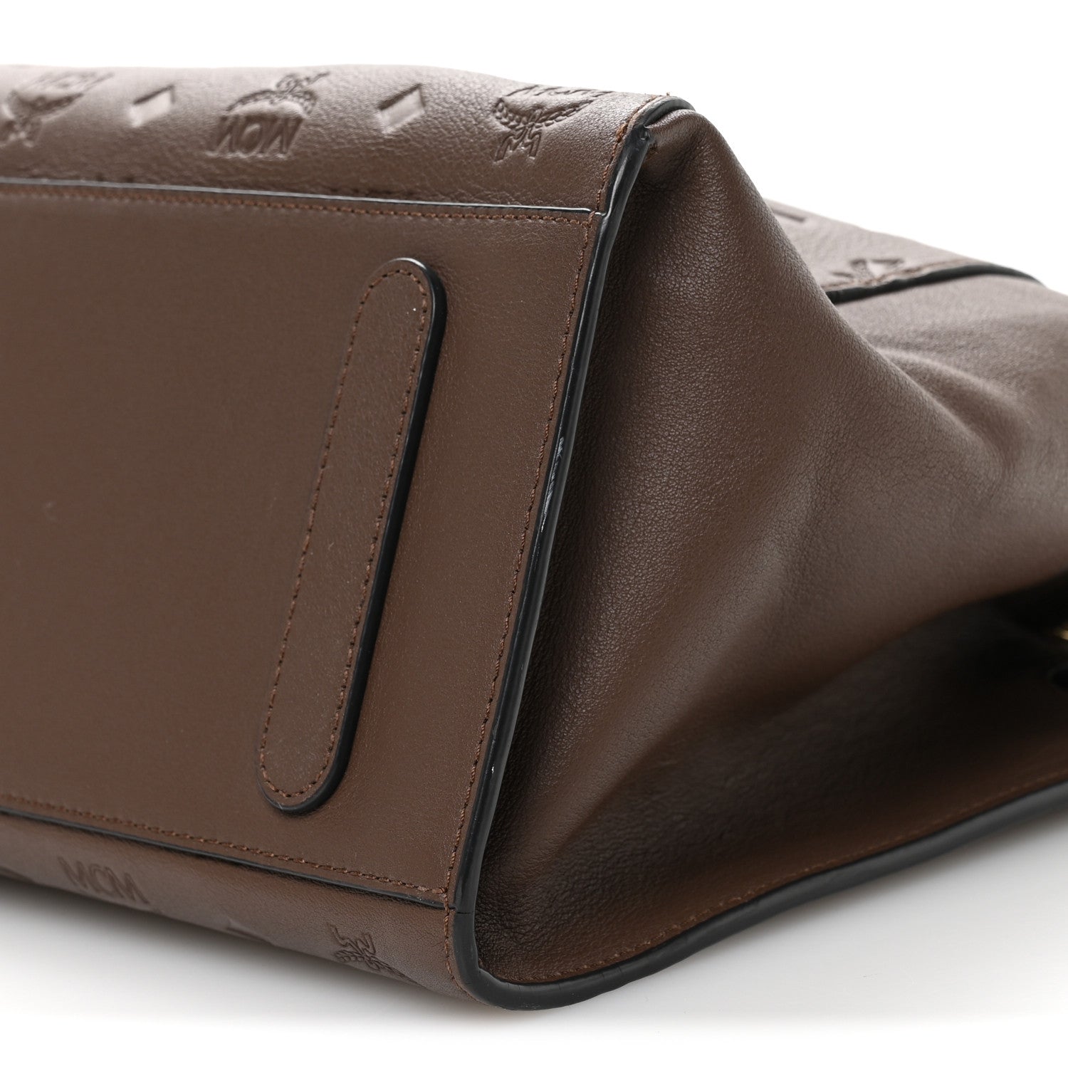 MCM Calfskin Ottomar Monogram Medium Essential Tote Chestnut 10 of 11