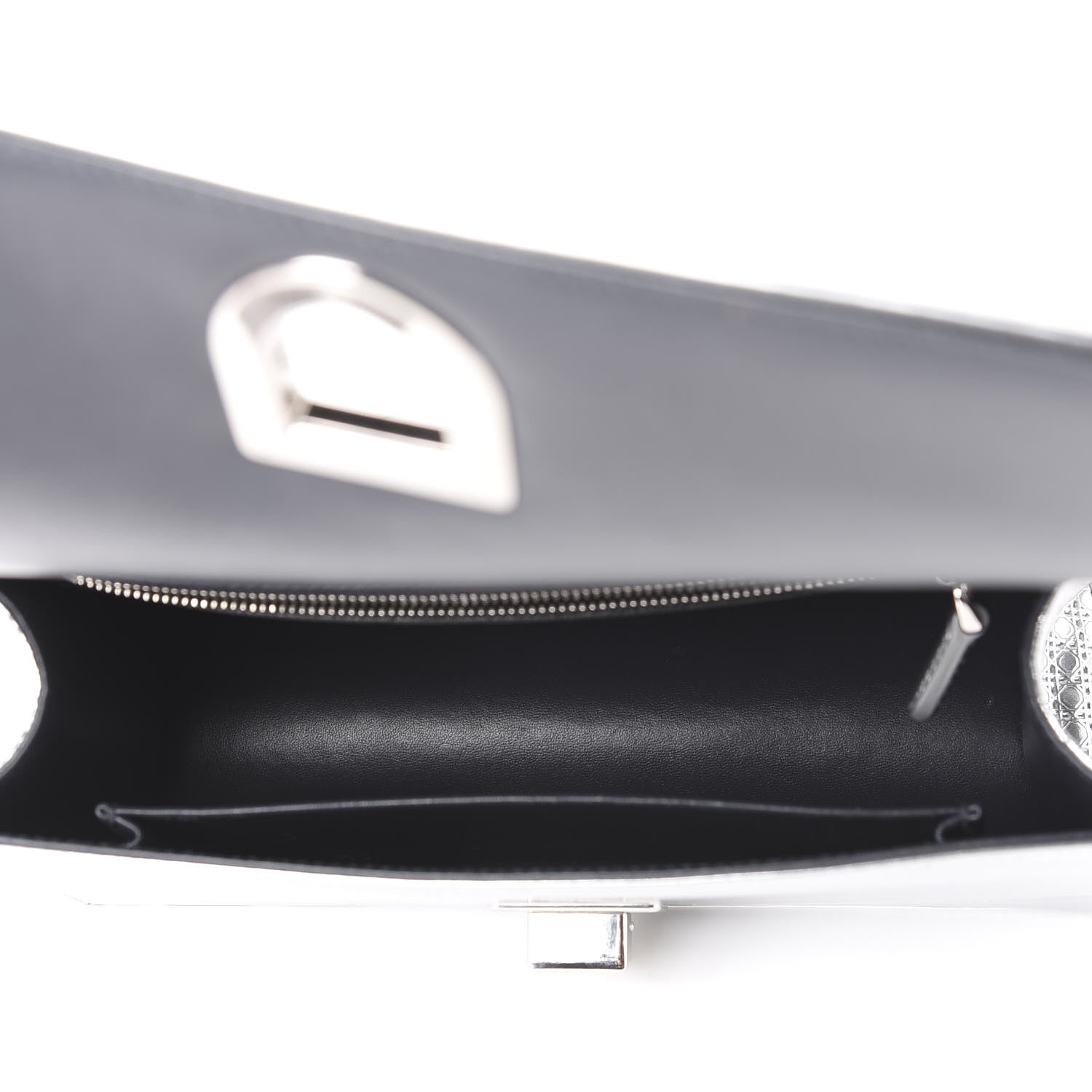 Christian Dior Metallic Patent Micro-Cannage Medium Diorama Flap Bag Silver 4 of 12