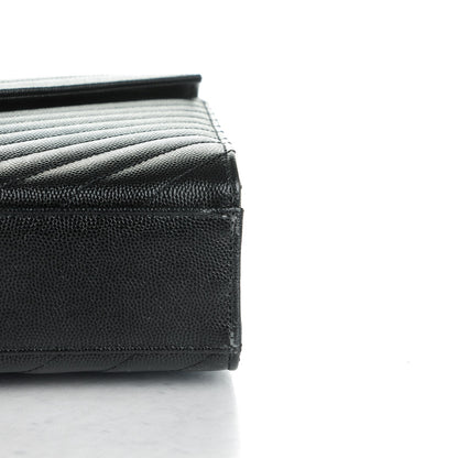 Saint Laurent Grain De Poudre Matelasse Chevron Large Monogram Satchel Black 8 of 9
