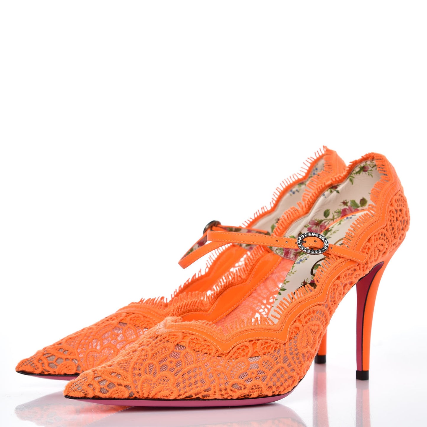 Lace Pizzo Venice Pumps 38.5 Orange Fluo
