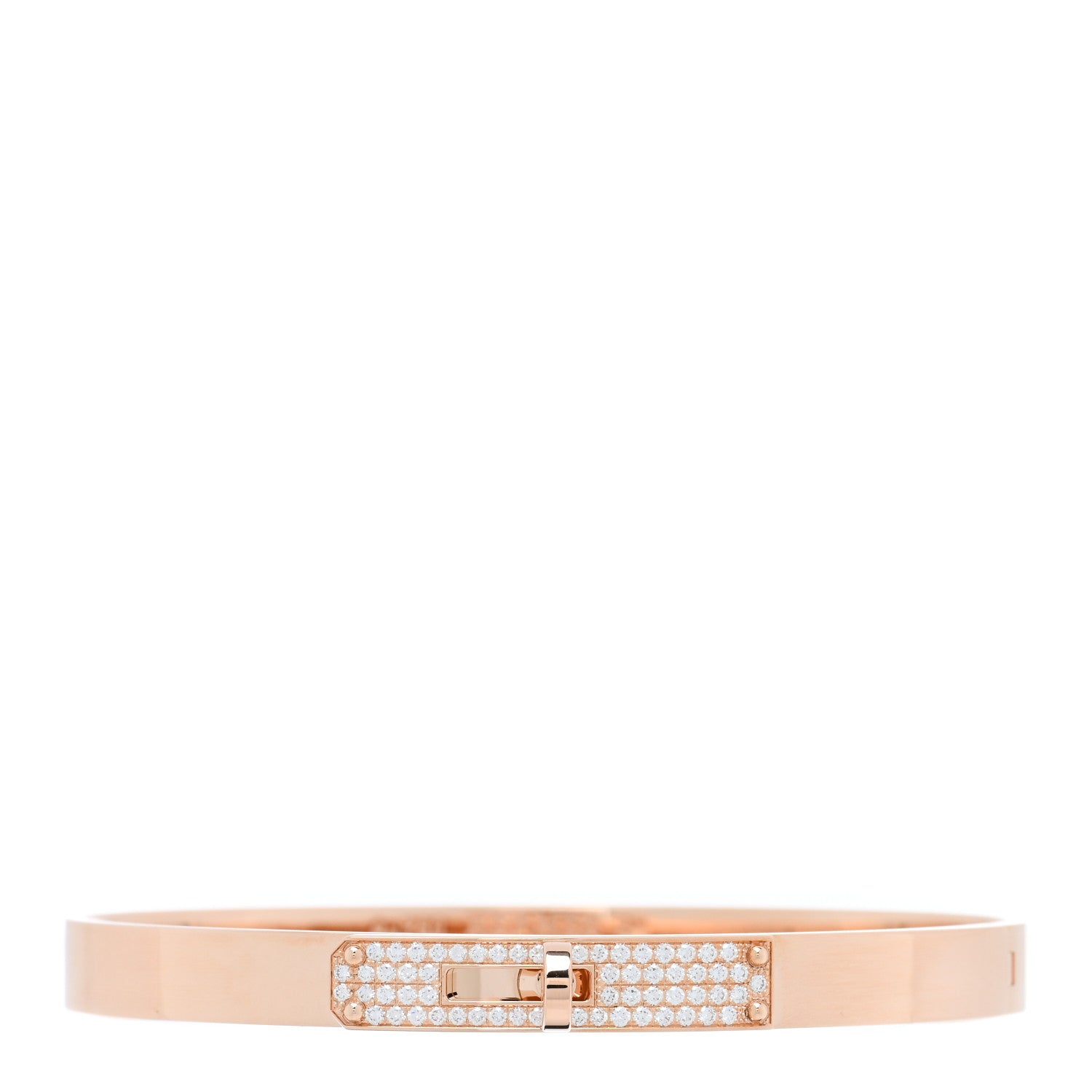 Hermes 18K Rose Gold Diamond PM Kelly Pave Bracelet SH 1 of 4