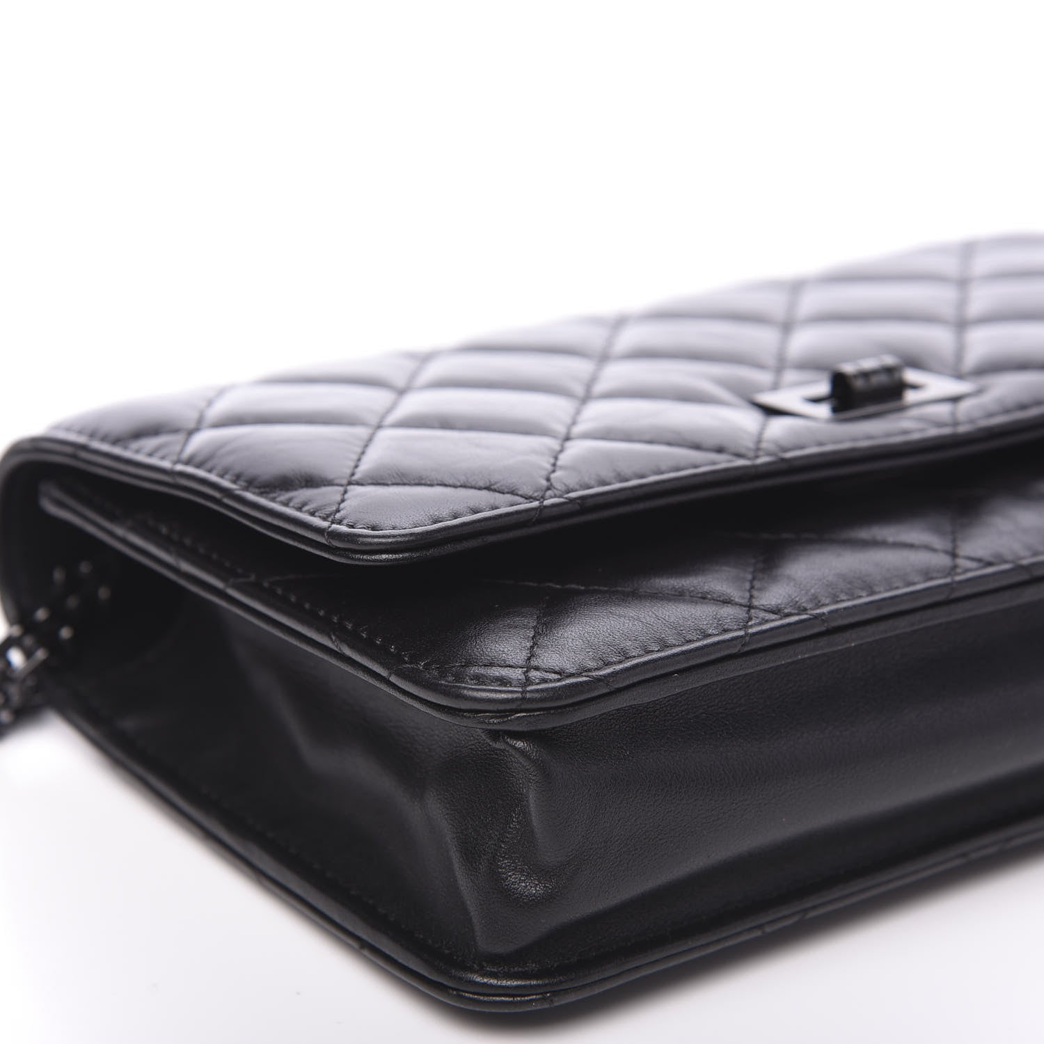 Chanel Aged Calfskin Quilted Reissue Wallet On Chain WOC So Black 8 of 9