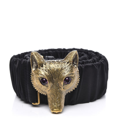 Gucci Satin Fox Head Buckle Belt Black 90 36 1 of 5