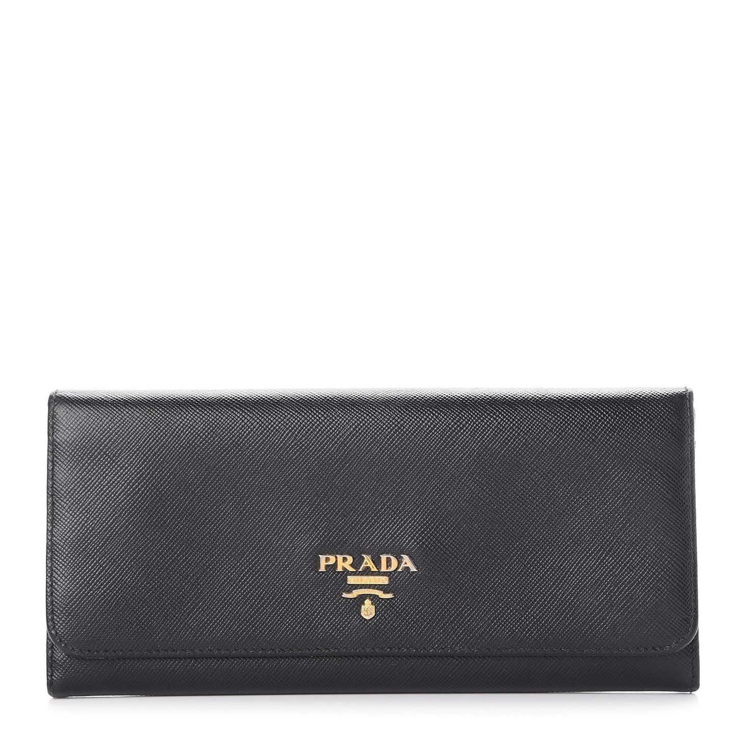 Saffiano Metal Continental Flap Wallet Black