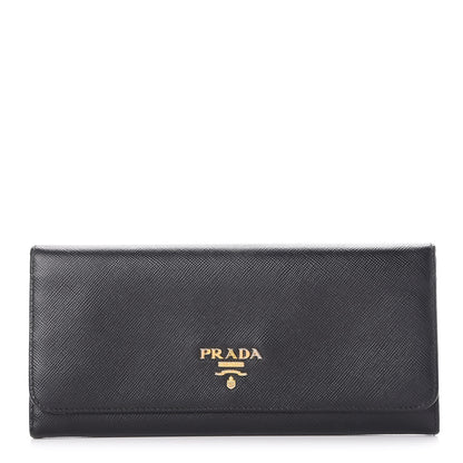 Prada Saffiano Metal Continental Flap Wallet Black 1 of 10