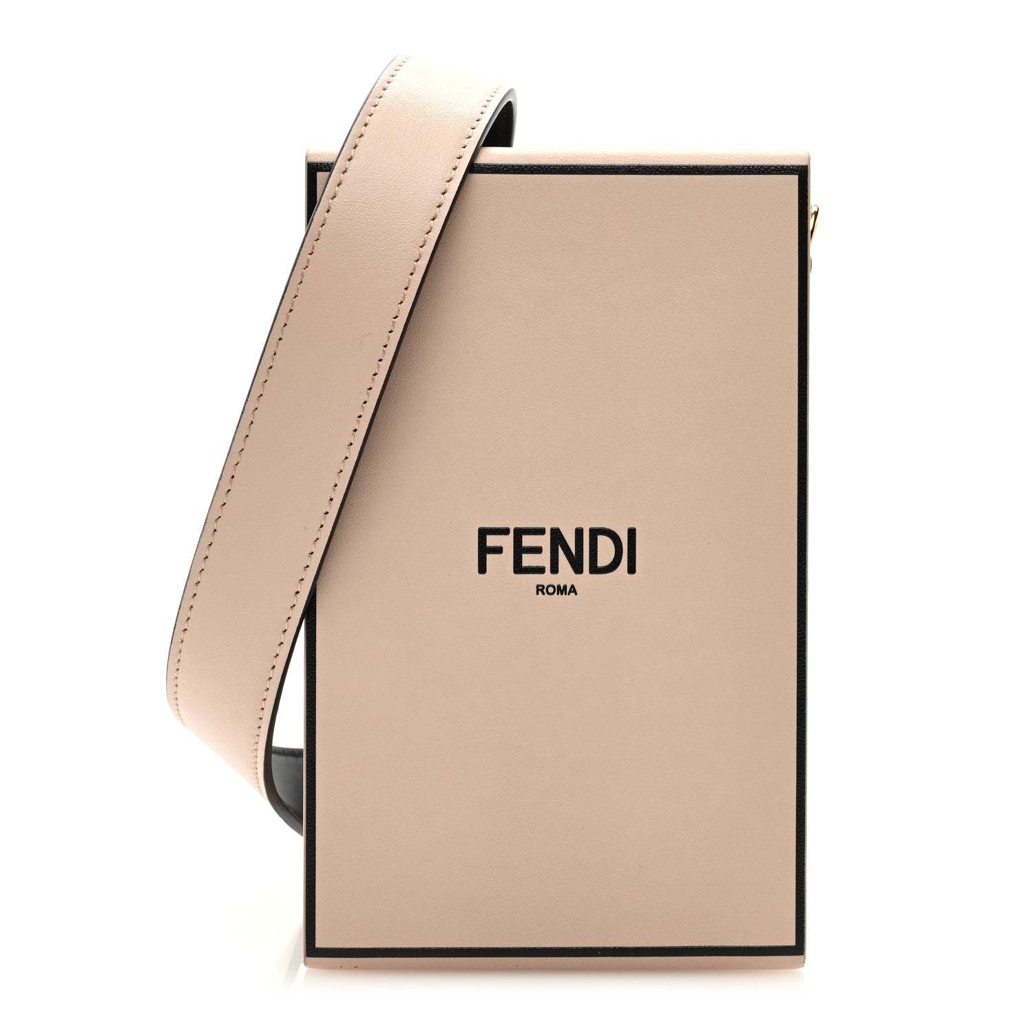 Fendi Vitello Fluffy Logo Vertical Box Rosa Quarzo Black 1 of 9