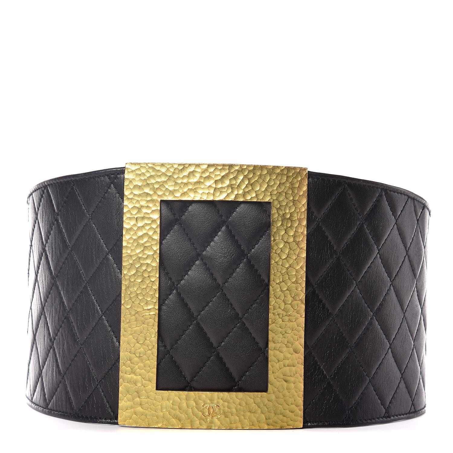 Chanel Lambskin Quilted Wide Belt 70 28 Black 1 of 5