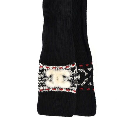 Chanel Wool Shearling CC Scarf Black White 2 of 3